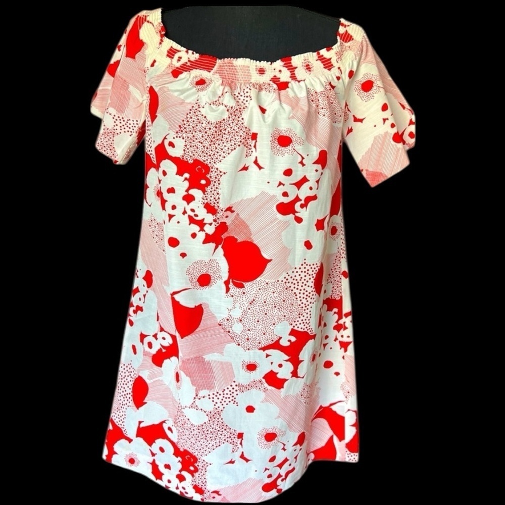 Trina Turk size Small off shoulder cotton silk blend summer dress, runs big